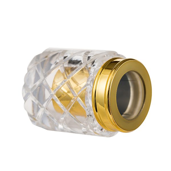 Factory Customized Rotating Mouth Cosmetic Spray Bottle Cap Acrylic Perfume Cap Transparent Gold Custom Logo Plastic Carton Box - Image 2