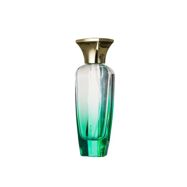 Fragrance perfume bottle glass with Plastic gold cover