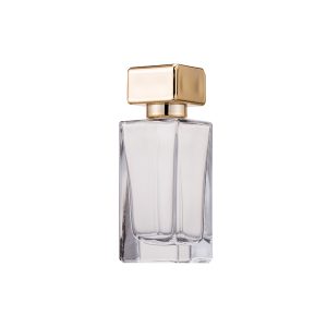 Portable square clear glass perfume dispensing bottle with square lid