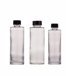 80ml 100ml  flat shoulder cylinder spiral mouth transparent glass lotion bottle for skin care products
